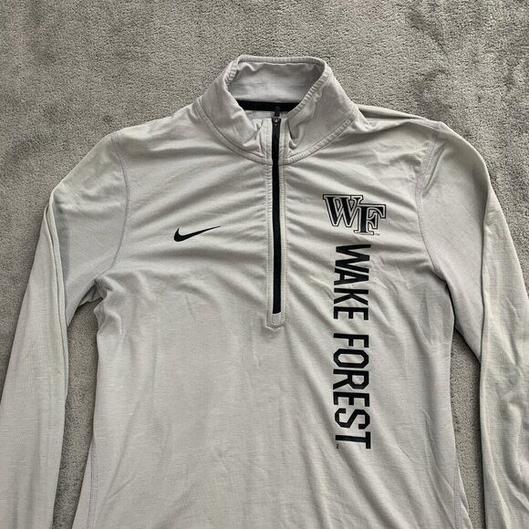 Nike Sweatshirt Mens Small Wake Forest 1/4 Zip Sweater Gray Stretch Pullover WF - Picture 5 of 11